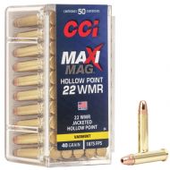 CCI - JACKETED HOLLOW POINT - 40 GRAIN 22 MAGNUM AMMO - 2000 ROUNDS